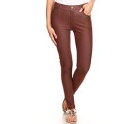 ICONOFLASH Women's Stretch Jeggings with Pockets Slimming Cotton Pull On Jean Like Leggings Regular-Plus Size - brown - XL