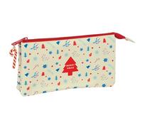 ICONOS MERRY XMAS - Triple Pencil Case, Children's Pencil Case, Ideal for School Age Children, Comfortable and Versatile, Quality and Resistance, 22 x 3 x 12 cm