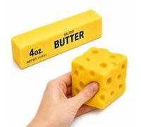 ICONRY 2 PCS Butter and Cheese Squishy Toys, Soft Slow Rising Food Squeeze Toy Set, 1 Butter Squishy and 1 Cheese Cube, Stress Relief Fidget Sensory Toys for Kids Adults