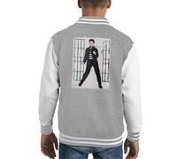 ICONS MERCH Elvis Presley Jailhouse Rock Kid's Varsity Jacket Portrait by Sidney Maurer (Heather Grey Arctic White,XL)
