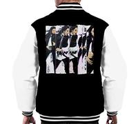 ICONS MERCH Michael Jackson 90s Men's Varsity Jacket Original Portrait by Sidney Maurer (Jet Black Arctic White-L)