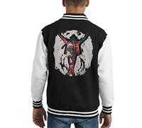 ICONS MERCH Michael Jackson This Is It Kid's Varsity Jacket Original Portrait by Sidney Maurer (Jet Black Arctic White,XL) Professionally Printed