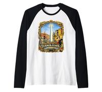 Icons of Buenos Aires Argentina Classic Filleteado Art Raglan Baseball Tee