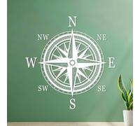 Icons of Marine Nautical Navigation Compass Wall Decals 42x43.4cm Window Decals White