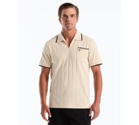 Icons Open Collar Ribbed Polo Shirt In Birch