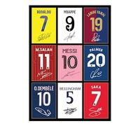 Icons Wall Art Bellingham Messi Palmer Ronaldo Mbappe Lamine Yamal Salah Dembele Saka Signed A4 Printed Photo Picture Display Gift For Football Fans Digitally Reproduced Signature Unframed
