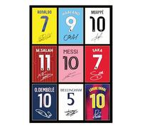 Icons Wall Art Bellingham Messi Ronaldo Mbappe Lamine Yamal Salah Dembele Saka Haaland Signed A4 Printed Photo Picture Display Gift For Football Fans Digitally Reproduced Signatures Unframed