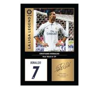 Icons Wall Art - Cristiano Ronaldo Real Madrid Legends A4 Printed Photo Display - Digitally Reproduced Signature - Football/Soccer Fan Gift - Unframed Real Madrid Memorabilia Poster