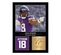 Icons Wall Art Justin Jefferson Minnesota Vikings Signed A4 Printed Photo Picture Display Gift For American Football Fans Digitally Reproduced Signature Unframed