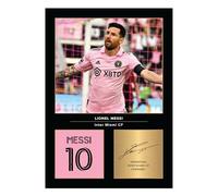 Icons Wall Art Lionel Messi Signed A4 Printed Photo Picture Display Gift For Miami and Argentina Fans Digitally Reproduced Signature Unframed