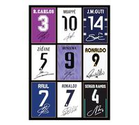 Icons Wall Art Real Madrid Legends Memorabilia Ronaldo Zidane Mbappe Ramos Benzema Raul Signed A4 Printed Photo Display Gift For Real Madrid Football Fans Digitally Reproduced Signatures Unframed