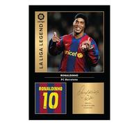 Icons Wall Art - Ronaldinho Barcelona Legends A4 Printed Photo Display - Digitally Reproduced Signature - Football/Soccer Fan Gift - Unframed Barca Memorabilia Poster