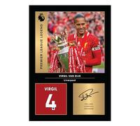 Icons Wall Art - Virgil Van Dijk Liverpool Legends A4 Printed Photo Display - Digitally Reproduced Signature - Football/Soccer Fan Gift - Unframed Liverpool Memorabilia Poster