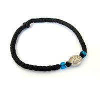 IconsGr Handmade Christian Orthodox Komboskoini, Prayer Rope Bracelet Black - 5608B