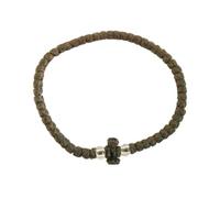 Iconsgr Handmade Greek Orthodox Komboskoini Prayer Rope Bracelet - Thin Brown Waxed Cord with Beads - Traditional Handmade Chotki - Unisex Religious Christian Gift