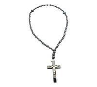 IconsGr Handmade Hematite Stone Christian Orthodox Komboskoini, Prayer Rope with the Crucifix