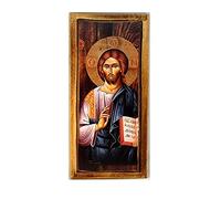 IconsGr Handmade Wooden Greek Christian Orthodox Wood Icon of Jesus Christ / H3