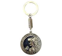 IconsGr Key Ring Ancient Coin Hercules Shield Pegasus Keychain Silver Blue