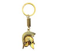 IconsGr Keyring Ancient Spartan Soldier Battle Helmet Bearing a Snake Keychain, Gold Zamac Handmade in Greece 3.93x1.37 in / 10x3.5cm