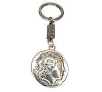 IconsGr Macedonian Shield Keyring with Alexander the Great and Vergina Sun -Silver Color