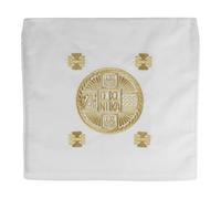 Iconsgr Traditional Elegant White Gold-Embroidered Religious Ceremonial Bread Pouch No.5 (33 cm x 33 cm / 13 inches x 13 inches)
