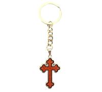 IconsGr Two Sided Christian Orthodox Greek Religious Keyring with Wood and Metal Cross / 3