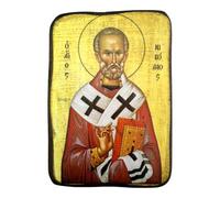 IconsGr Wooden Greek Christian Orthodox Wood Icon of Saint Nicholas / A0
