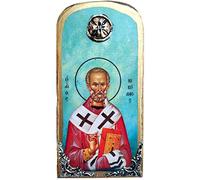 IconsGr Wooden Greek Christian Orthodox Wood Icon of Saint Nikolaos Nicolas / OP10