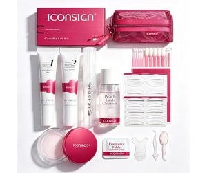 ICONSIGN Korean-Style Lash Lift Kit, Hypoallergenic Glue-Free Silicone Shields, Suitable for Sensitive Skin & Beginners, Semi-Permanent Curl Lasts 8-10 Weeks, DIY at Home or Salon