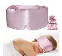 iCooBreeze 100% Natural Silk Eye Mask for Women Men, Soft Pressureless Cooling Blackout Eye Covers for Sleeping, Large Size Sleep Mask fits All Heads Adjustable, 1PC, Lotus Pink