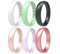 icooci 10/6/4 Packs Inner Arc Ergonomic Breathable Design, Silicone Rings for Women, Women's Silicone Wedding Band, 6mm Wide - 2mm Thick, 7 - 7.5(17.3mm), Silicone, No Gemstone
