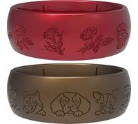 icooci 2/4/6 Packs Silicone Rings for Women - Soft & Elegant with Laser-Engraved Floral Vines. Breathable, Comfort-First Design. Stackable, Lightweight Rubber Wedding Bands & Engagement Rings., 9