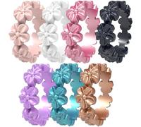 icooci 7/4 Packs Silicone Rings for Women - Soft and Pretty. Comfortable, Breathable, Stackable Rings. Lightweight Rubber Womens Engagement Ring & Wedding Band. Lucky Flower Collection, 7 - 7.5(17.3mm
