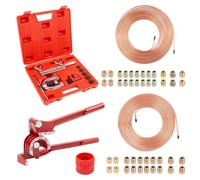 ICOOL 25 ft 3/16" + 1/4" Copper-Plated Brake Line Kit with Double & Single Flaring Tool Kit