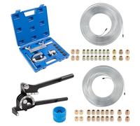 ICOOL 25 ft 3/16" + 1/4" Zinc-coated Brake Line Kit with Double & Single Flaring Tool Kit