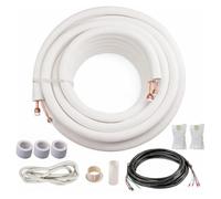 ICOOL 25 Ft. Mini Split Line Set, 1/4" & 3/8" O.D. Twin Copper Pipes, 3/8" Thickened PE Insulated Coil Copper Line for Air Conditioner HVAC Refrigeration and Heating Equipment, with Fittings