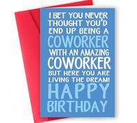 ICOOLYI Funny Coworker Birthday Card Gift from Amazing Coworker - Humorous and Sarcastic Greeting for Work Bestie Living the Dream - Happy Birthday Gifts for Men or Women, Office Gift Ideas