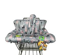 ICOPUCA Shopping Cart Cover, 2-in-1 cart Cover for Babies N high Chair Cover, Padded Grocery cart Cover for Baby boy Girl,with Split/Padded/Reversible seat Cushion, Deer