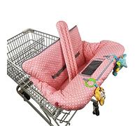 ICOPUCA Shopping Cart Cover, 2 in 1 cart Cover for Babies N high Chair Cover, Padded Grocery cart Cover for Baby Girl boy, with 1” Thick/Removable/Reversible Cushion, Pink dots;