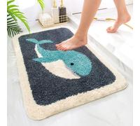 IcosaMro Bathroom Rugs Grey Whale Bath Rug for Bathroom Non-Slip Soft Absorbent Machine-Washable, Shower Bathroom Decor Bath Mat, 20x31.4 Inch, Grey