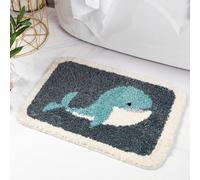 IcosaMro Bathroom Rugs Grey Whale Bath Rug for Bathroom Non-Slip Soft Absorbent Machine-Washable, Shower Bathroom Decor Bath Mat, 16x24 Inch, Grey