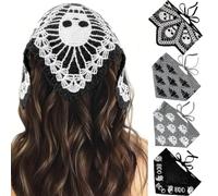 IcosaMro Gothic Headbands for Women 4 Pack Goth Hair Accessories Halloween Gothic Apparel Clothes Accessory Crochet Hairband Spooky Horror Decor