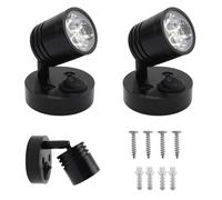ICOUVA 12V LED Spot Reading Light,Warm Light with Wall Mounted Switched Flexible Arm for Camper Van Caravan Boat Interior Led Light,360°Rotate Car Interior Light-Silver 2Pcs-Black
