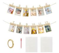 iCovalescent 12 Pcs 1st Birthday Photo Decor for Baby from Newborn to 12 Months Monthly Milestone Photograph Bunting Garland First Birthday Celebration Decorations(kraft paper)