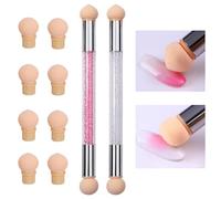iCovalescent 2 PCS Nail Sponges for Ombre, Double Headed Ombre Nail Sponge with 4 Replacement Heads, for Ombre Effect, DIY Nail Art Tool and Gradient Nail Design(Pink/Wite)