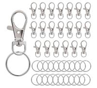 iCovalescent 40 PCS Keychain Hooks with Key Rings, 20 PCS Lobster Clasps and 20 PCS Key Ring Hoops, Swivel Lobster Clasps, for Keychain Clip Lanyard, Jewelry Making, Crafts (Silver)