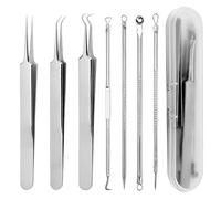 iCovalescent 7 Pieces Blackhead Remover Tool Kit, Professional Stainless Steel Pimple Popper Comedone Extractor Tools for Pimple, Blackhead, Forehead, Facial (Silver)