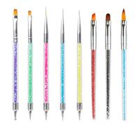 iCovalescent 8 pcs Nail Art Brushes, Nail Dotting Tool, Silicone Nail Art Sculpture Pen, Nail Polish Carving Pen, Nail Art Brush for Diy Nail Art Designs
