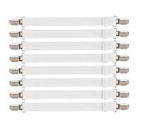 iCovalescent 8Pcs Bed Sheet Clips(30cm-130cm), Adjustable Bed Sheet Straps, Elastic Sheet Straps Suspenders Clips for Bedding, Fitted Bed Sheet Grippers to Keep Your Sheets in Place(White)