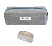 iCovalescent Corduroy Pencil Case, Monochrome Pencil Cases, Portable Storage Bag, Large Storage Capacity, Washable Pen Case for Students and Office Workers(Grey)